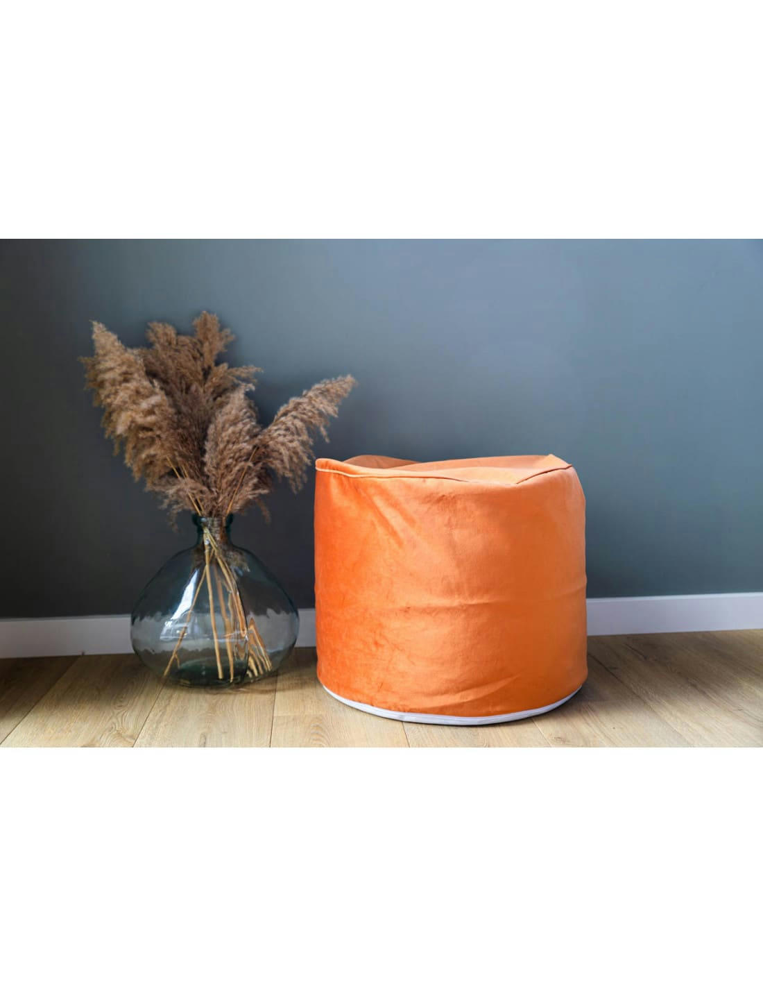 JUMBO VELVET - Pouf rond d'intérieur en velours terracotta