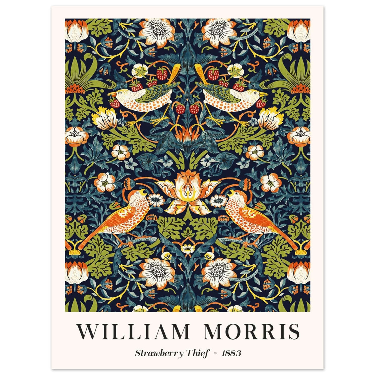 Artfulprints Poster William Morris - Strawberry thief  - 30x40 cm - Donkergroen