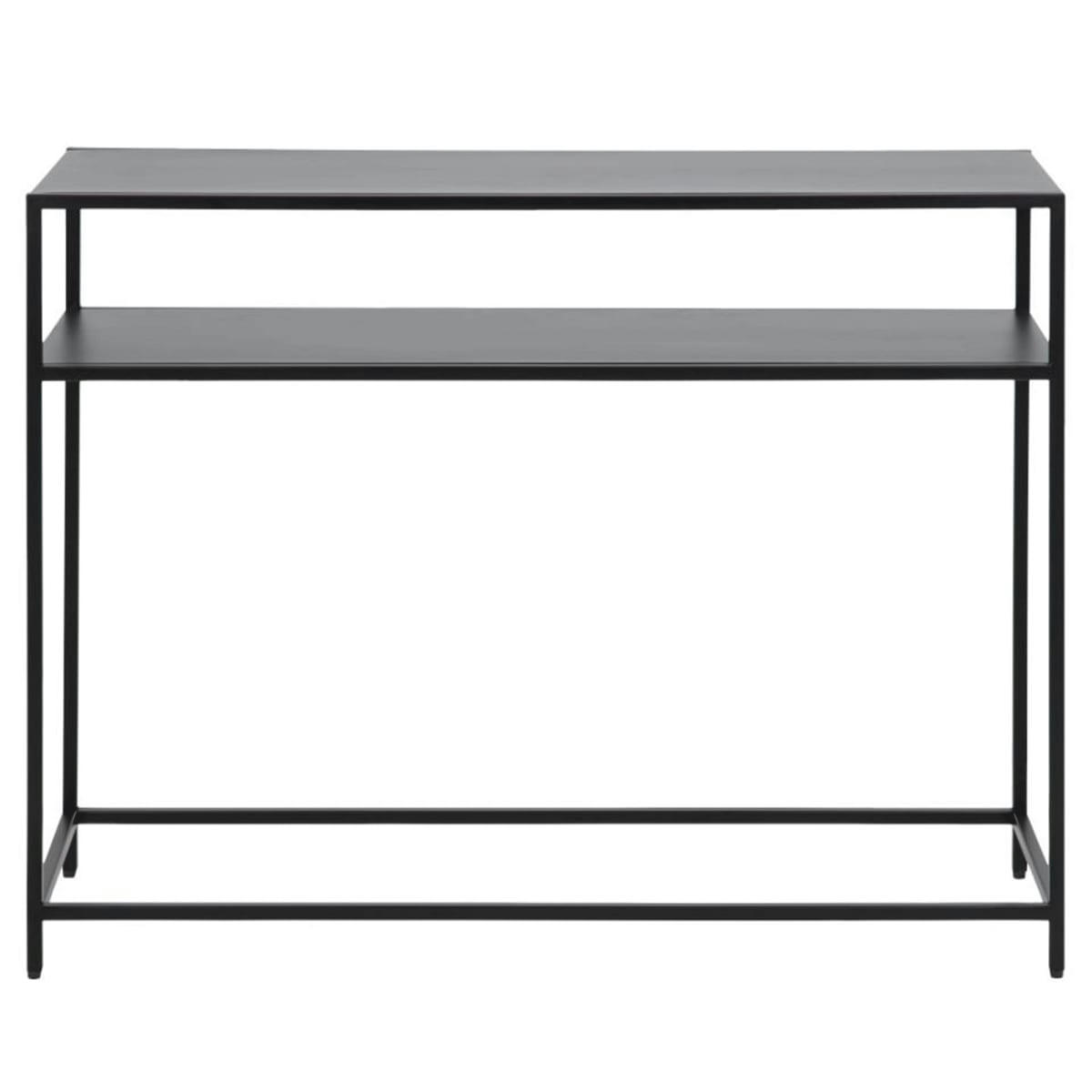 CASTLE - Console minimaliste 2 plateaux en métal noir