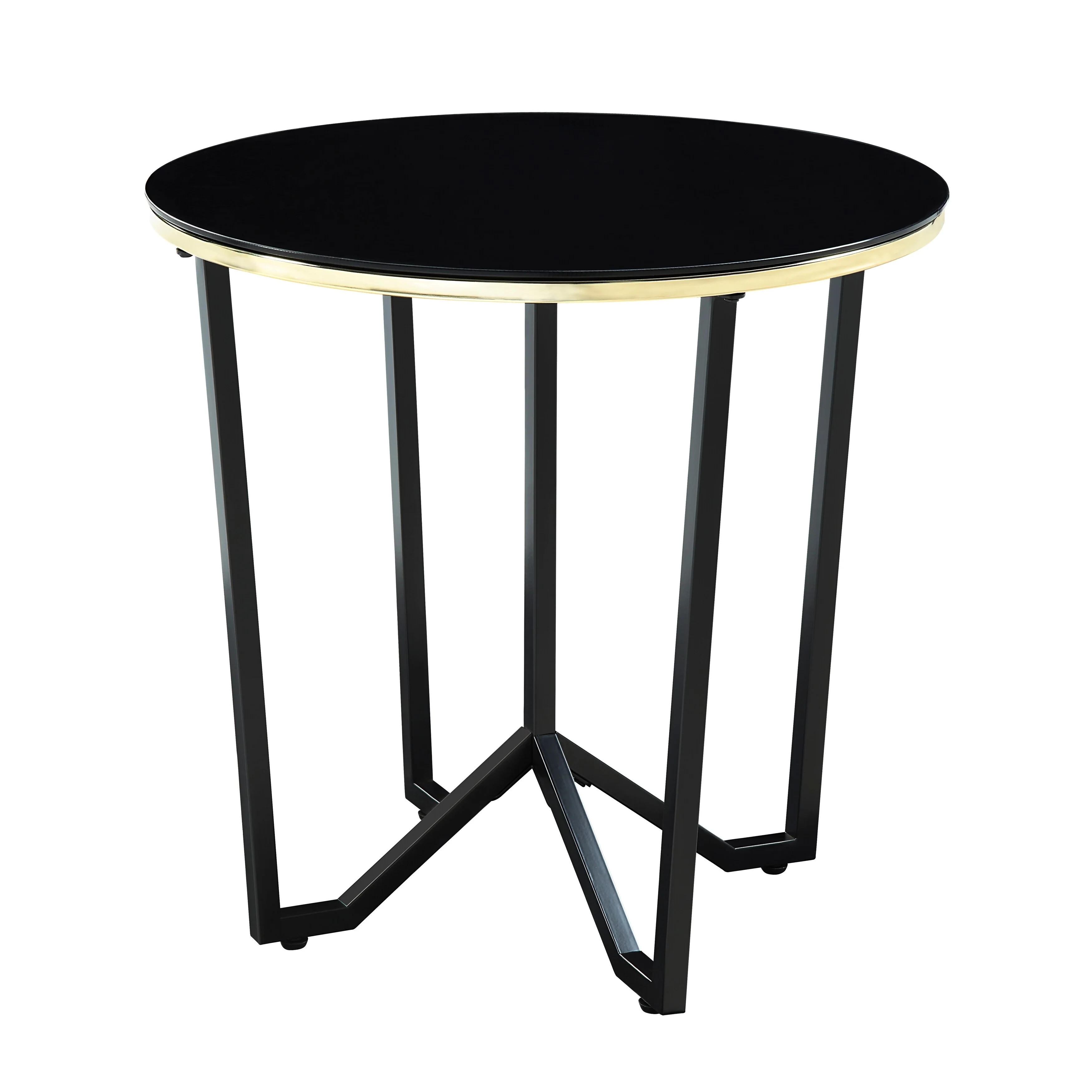 Round Coffee Table And End Tables 3pc Set Tempered Glass Top Metal Frame