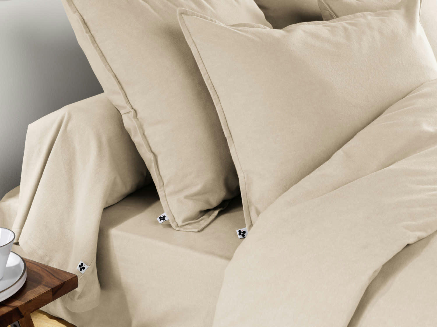 BEIGE - Taie d'oreiller flanelle beige 63x63 cm