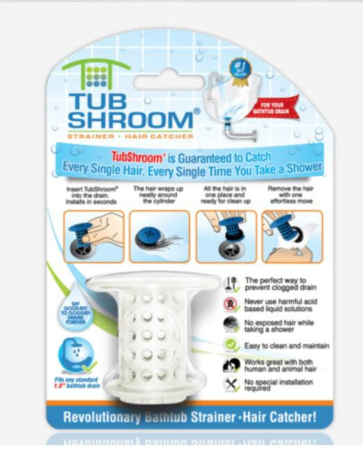 TubShroom Easy-Clean Bathtub Hair Catcher/Sink Strainer, White, for 1.5-in Drain