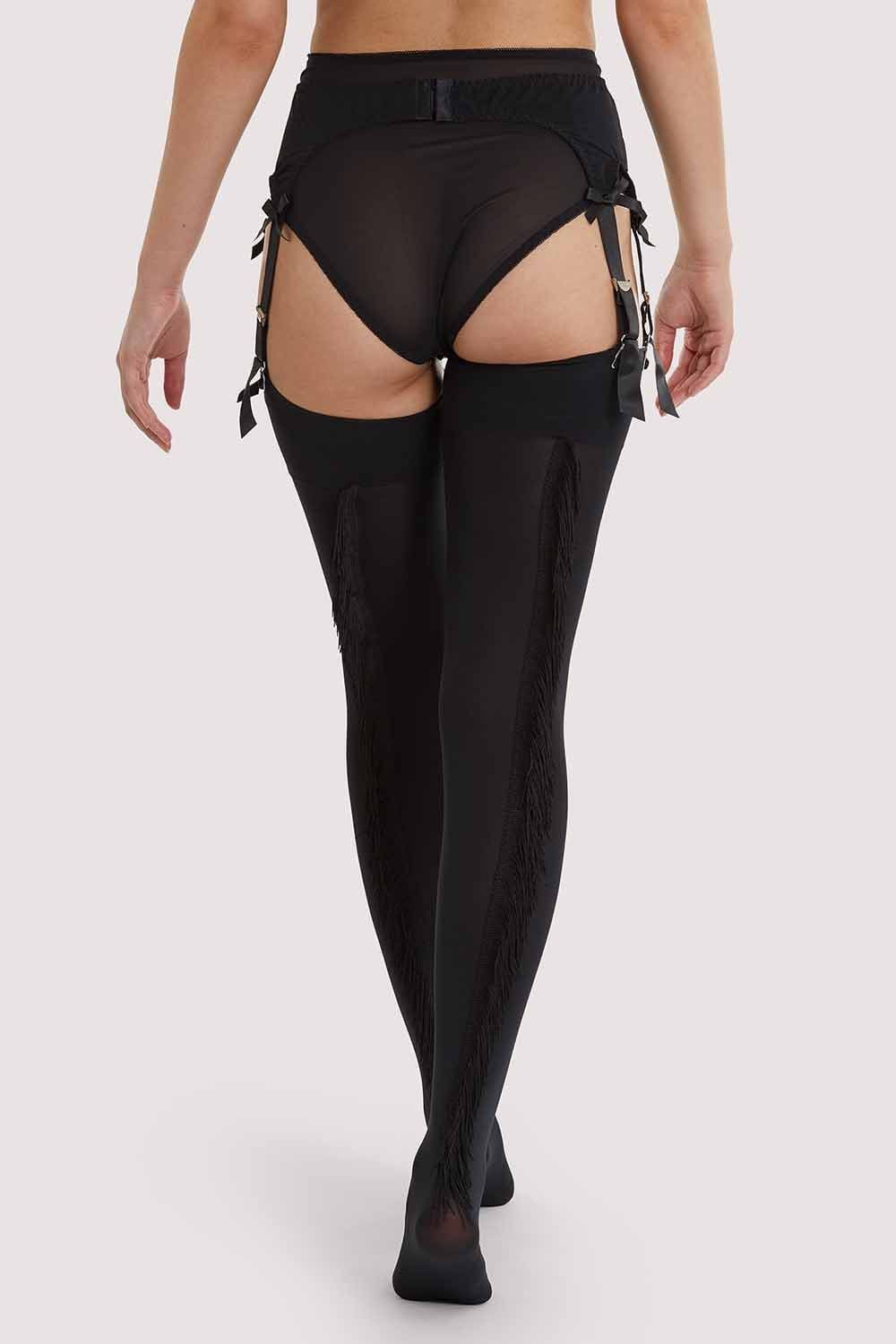 Playful Promises Fringe Stockings Black