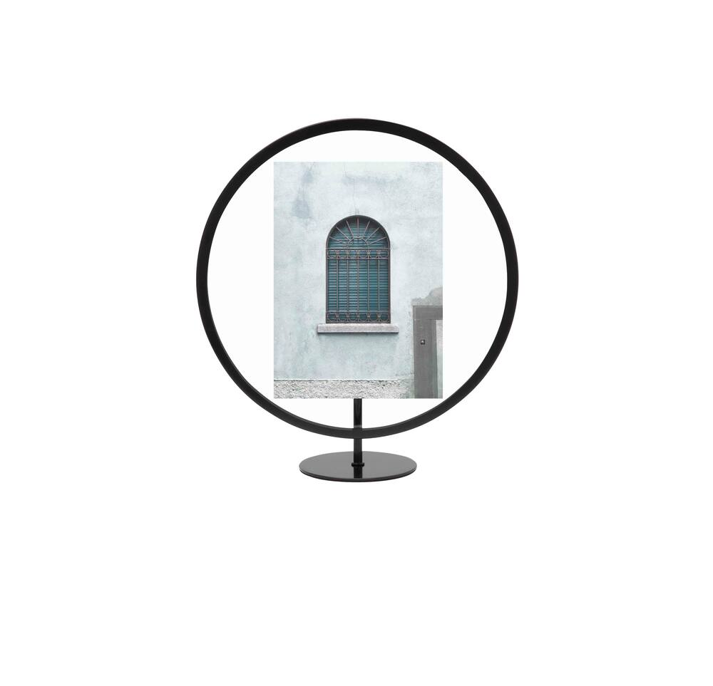 Umbra Infinity Floating Round Photo Display Frame, Black, 5 x 7-in