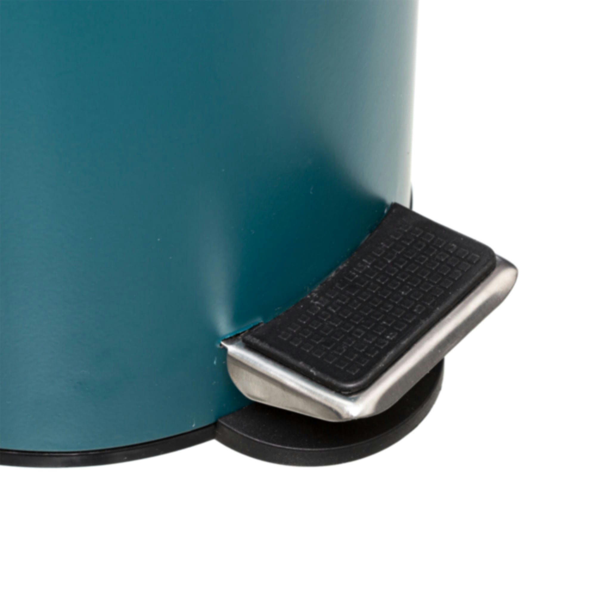 - Poubelle salle de bain métal vert pétrole couvercle bambou - 3L