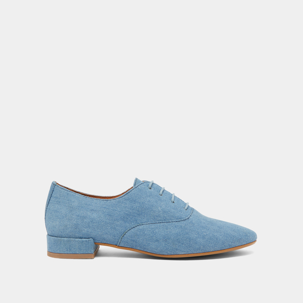 Richelieus à talons platsen jeans bleu | ADENISE