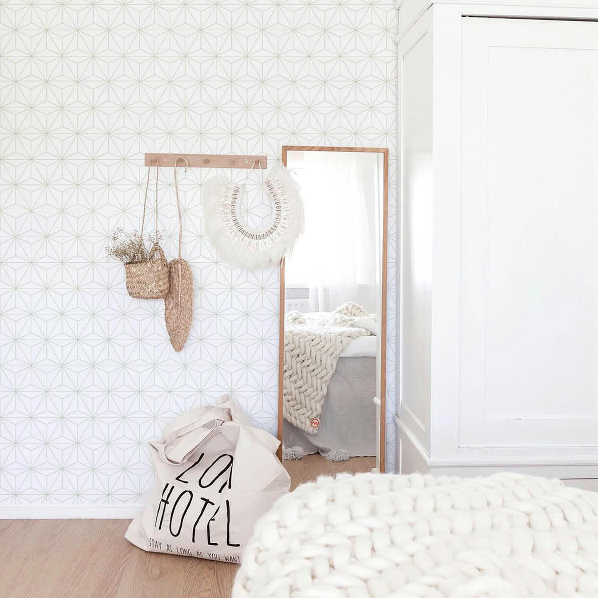 TOKYO - Papier peint vinyle adhésif sauge 50x300 cm