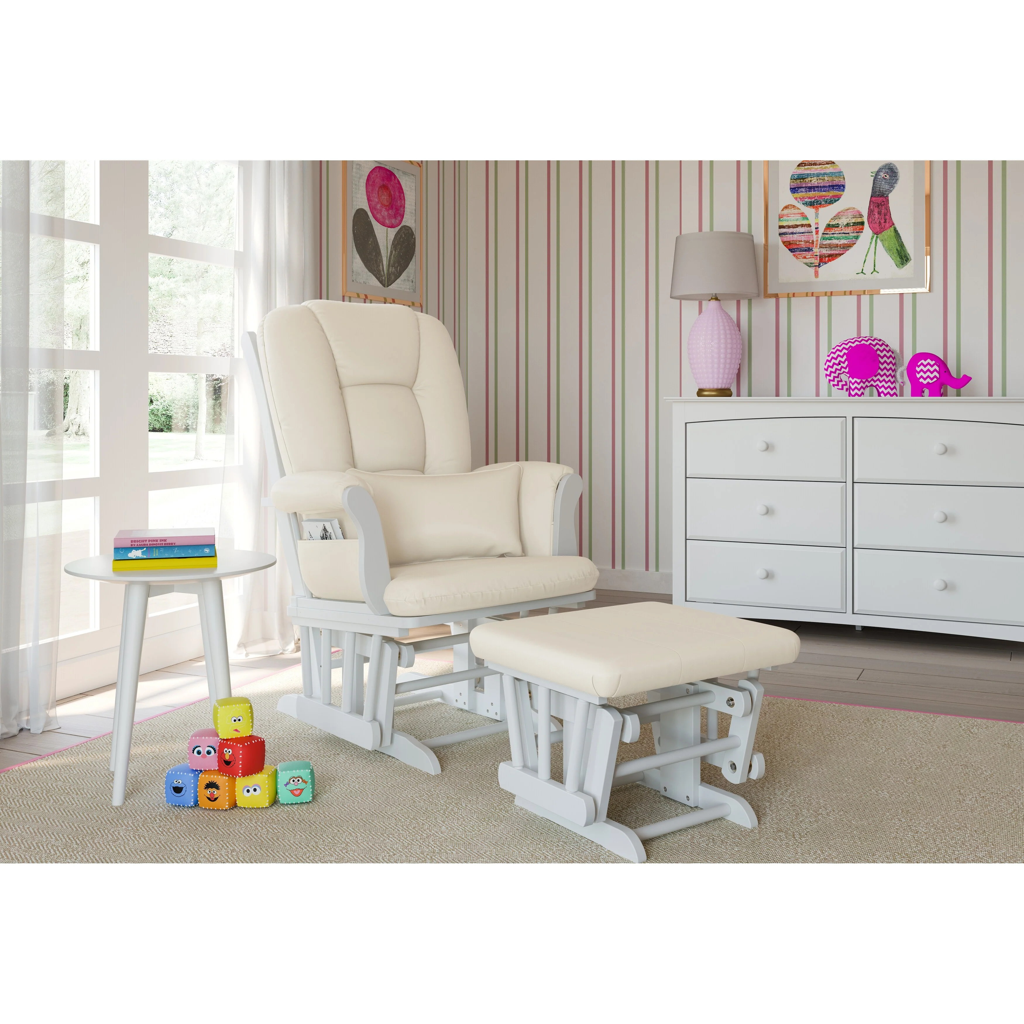 Storkcraft Tuscany Glider & Ottoman with Reversible Lumbar Pillow