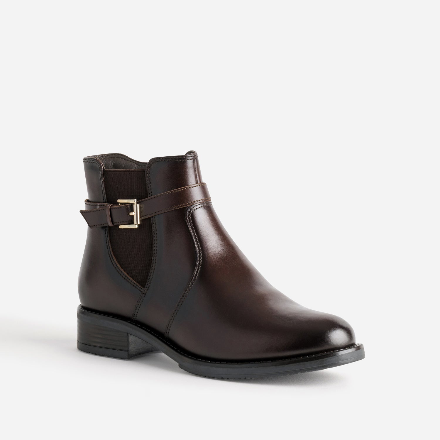 Boots marron cuir bride cheville