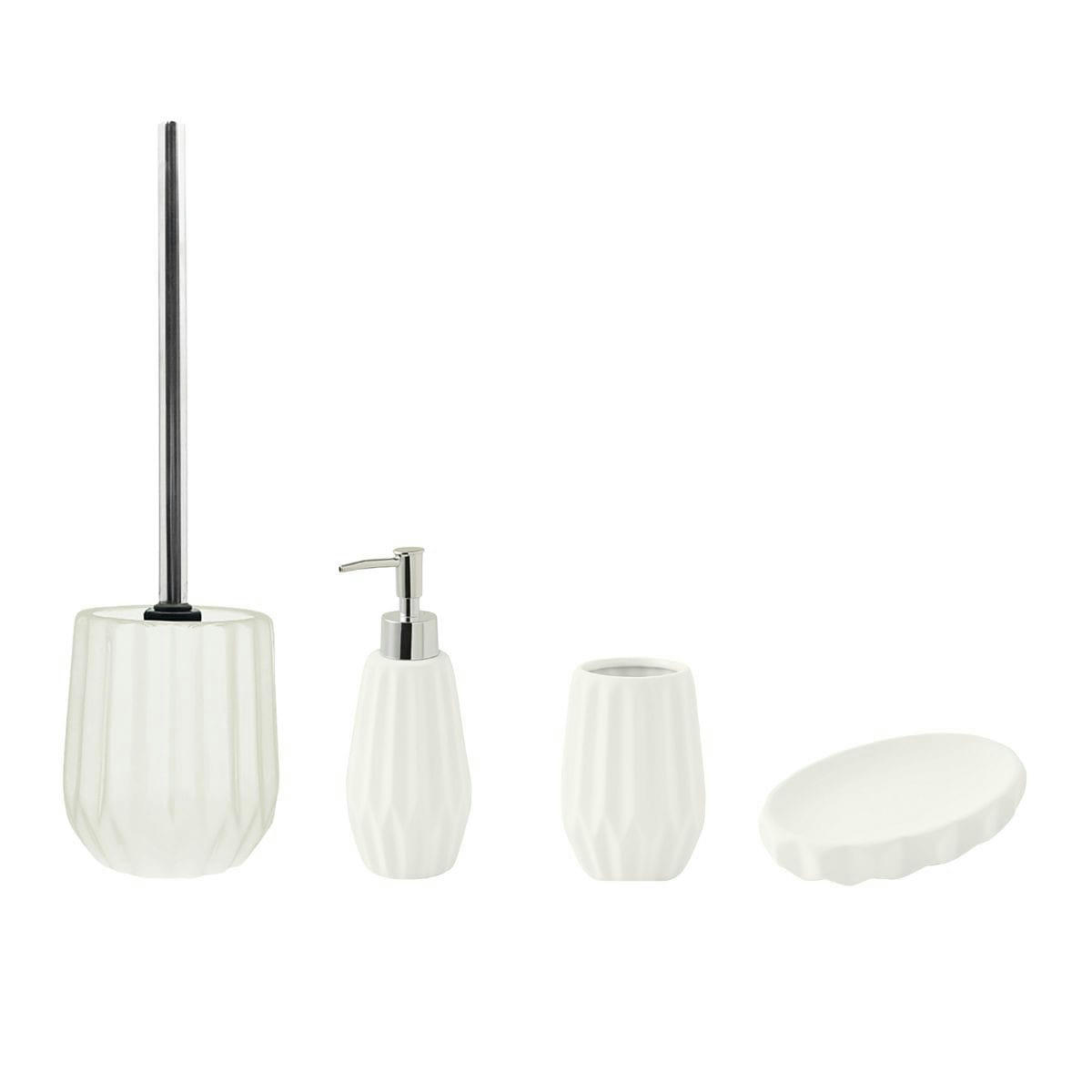 FACETTE - Set de salle de bain 4 pièces en céramique blanc