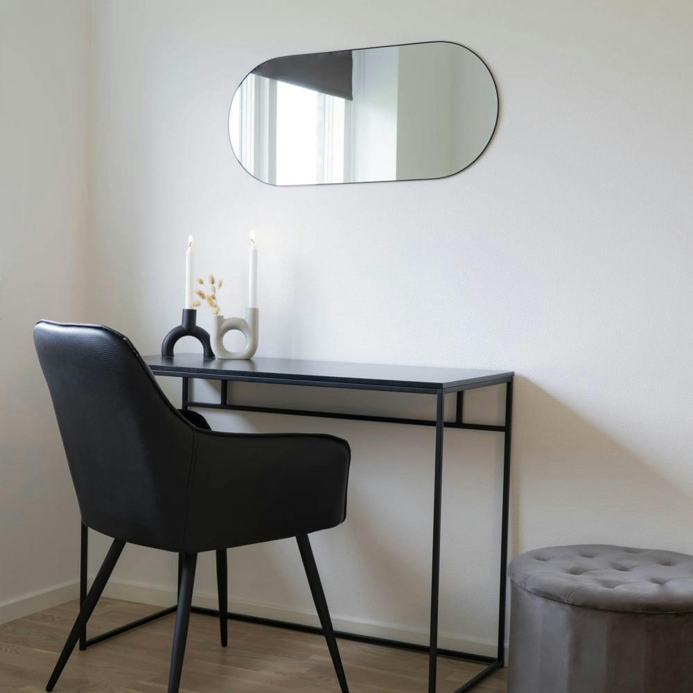 JERSEY - Miroir ovale en métal 35x80cm noir