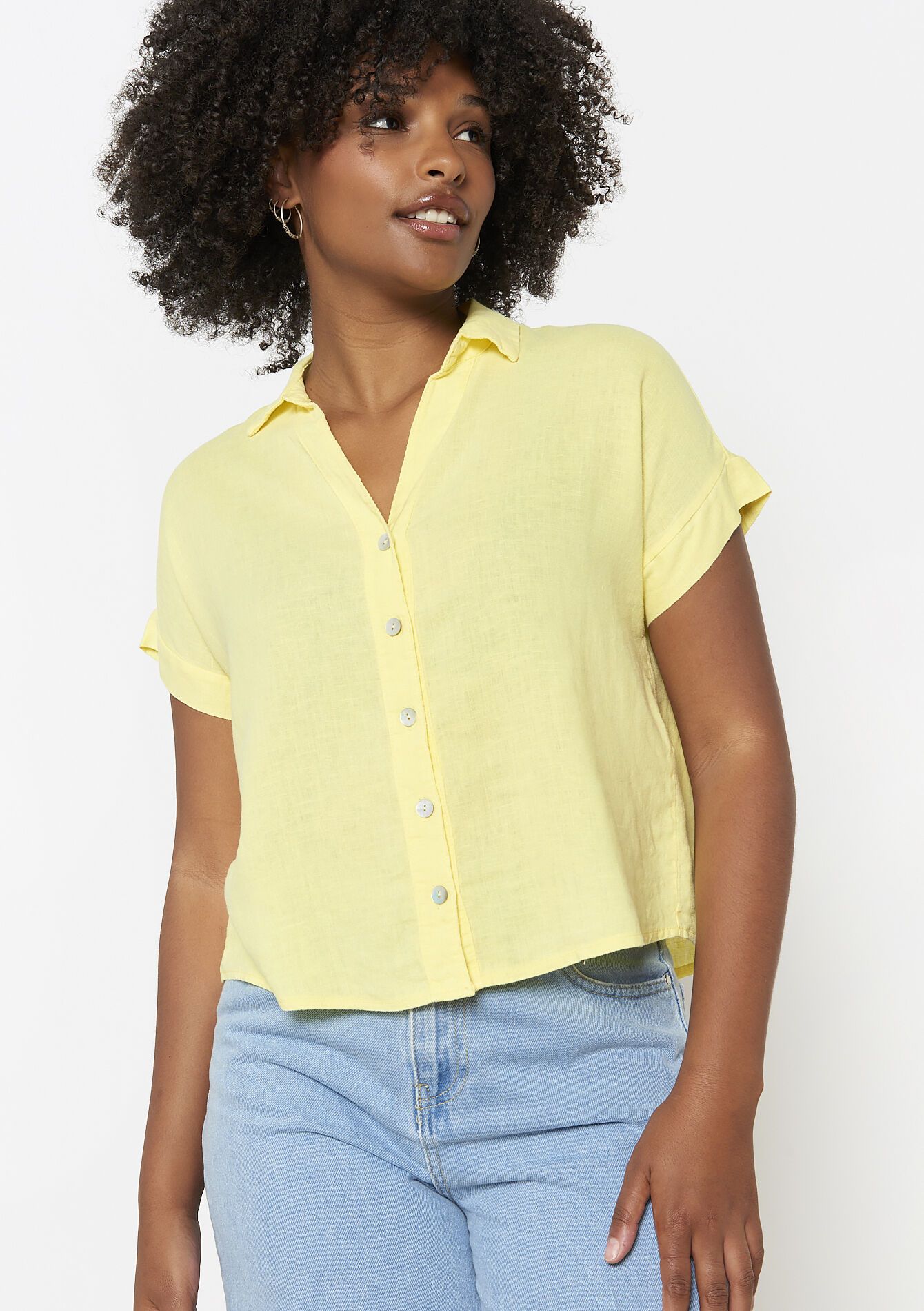 Linnen blouse met knoopsluiting