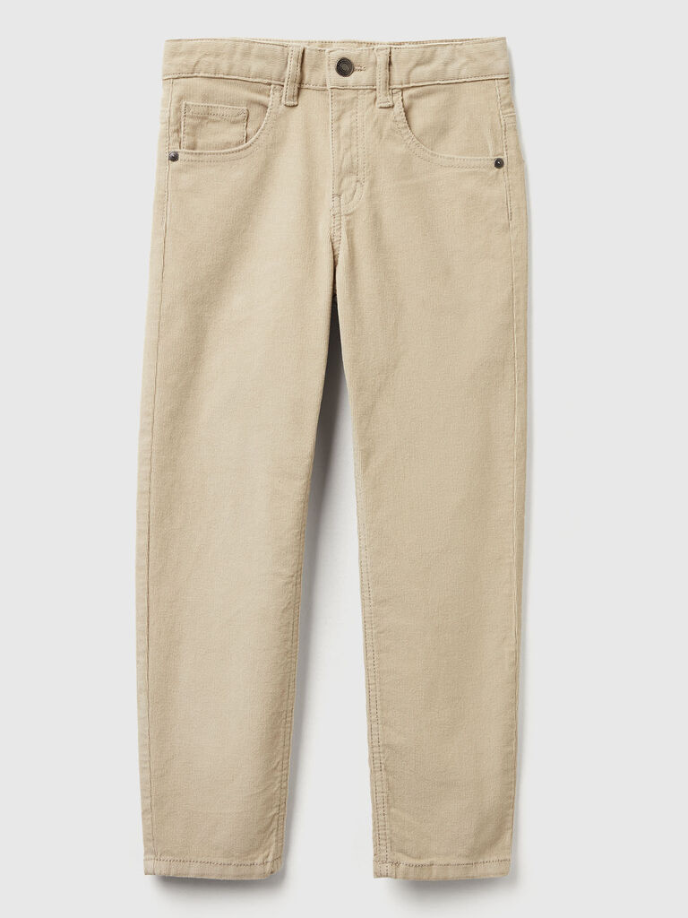 Slim fit stretch velvet trousers