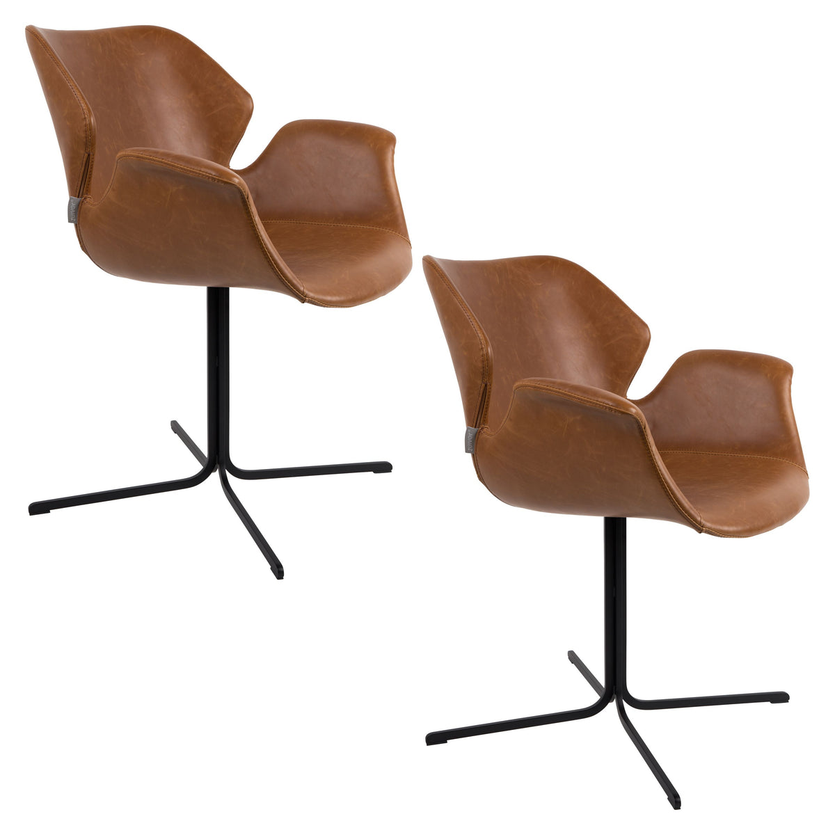 Zuiver Nikki Eetkamerstoelen Armleuning Bruin - Set van 2