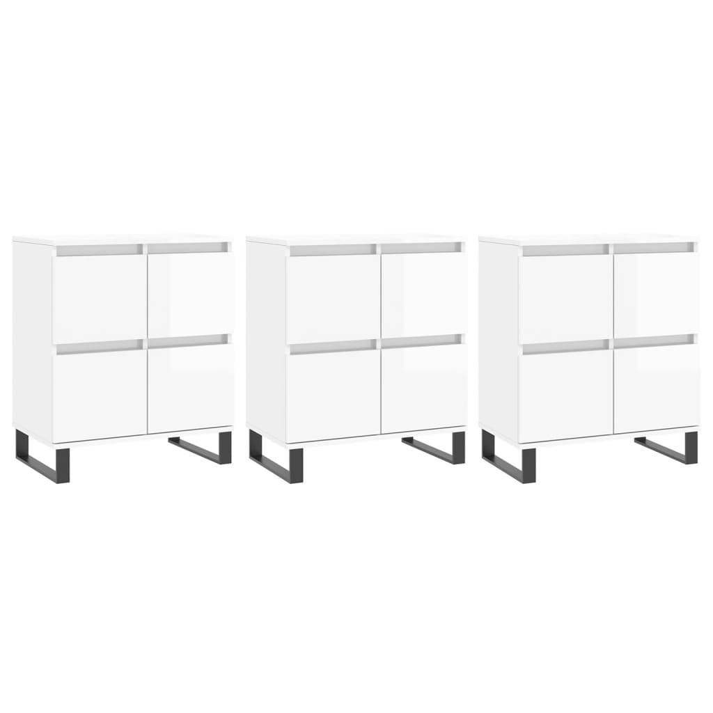 3x Szafka Komoda Regał Biała Połysk 180x35x70 cm do Salonu Pokoju Sypialni