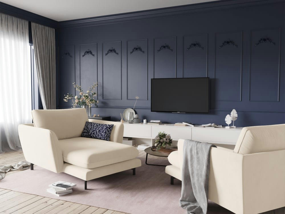 PODIUM - Méridienne 1 place en velours beige