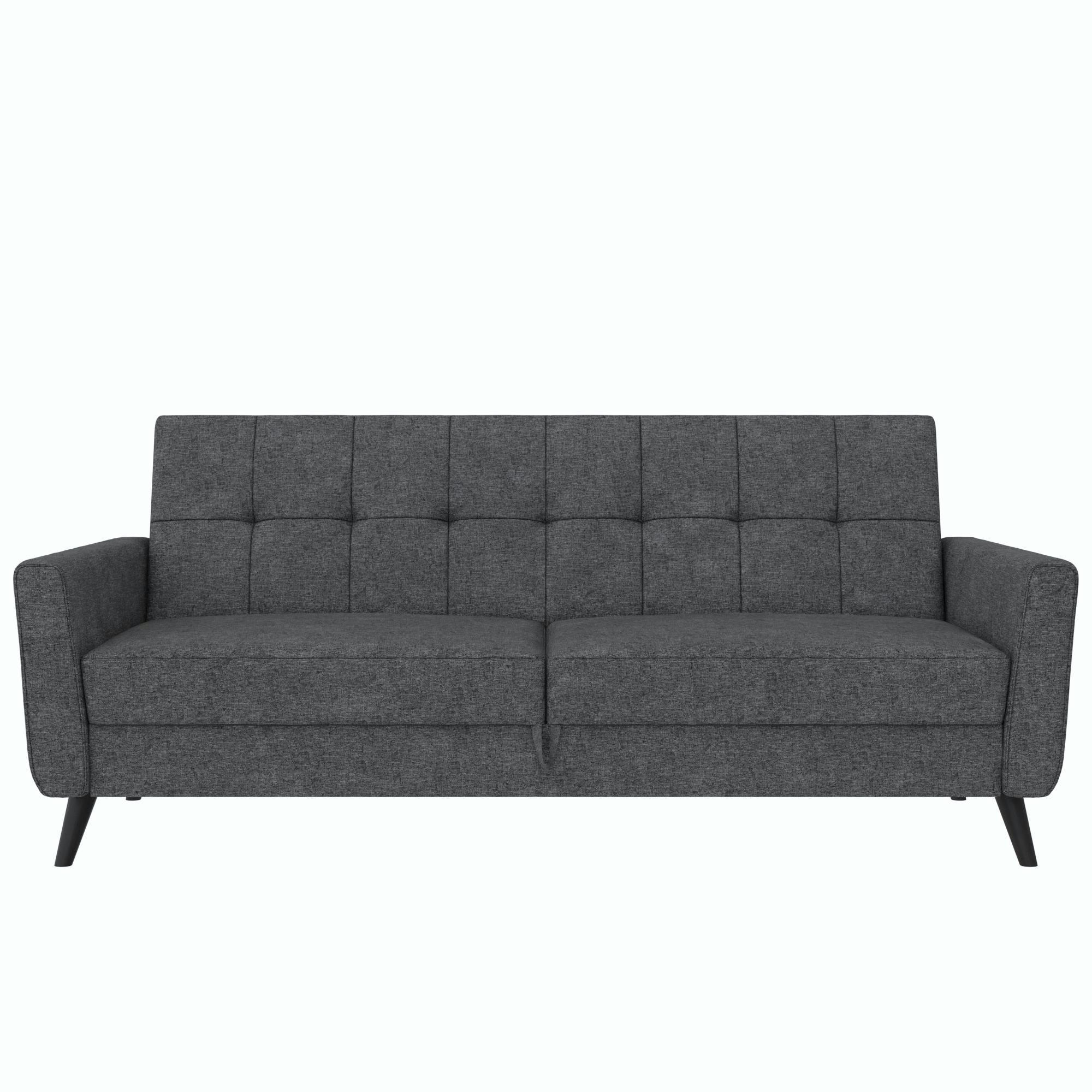 KERSWELL - Canapé 3 places avec rangement en tissu gris