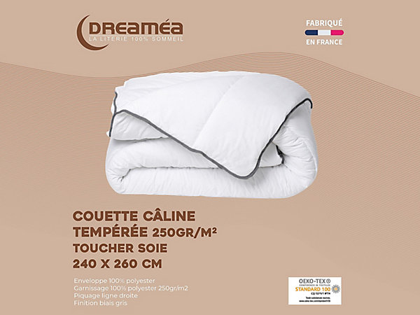 Pack Couette toucher soie 240 x 260 cm   2 oreillers 60 x 60 cm - Blanc - BIESYA