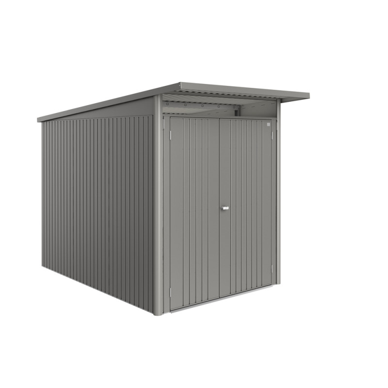Abri de jardin en métal AvantGarde Eco double porte gris métallisé 1,8 x 3 x 2,18 m BIOHORT