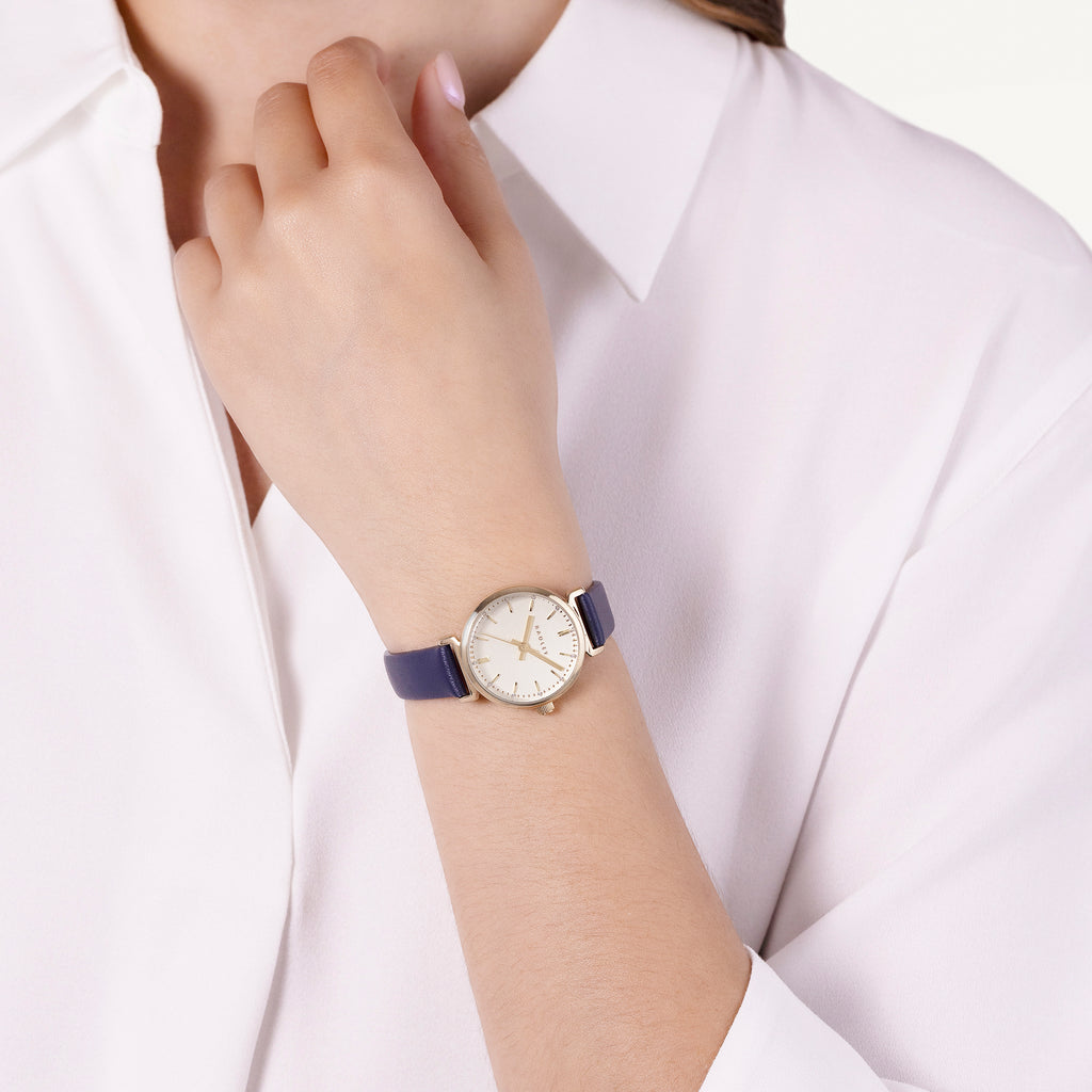 Roman Crescent - T-Bar Leather Strap Watch