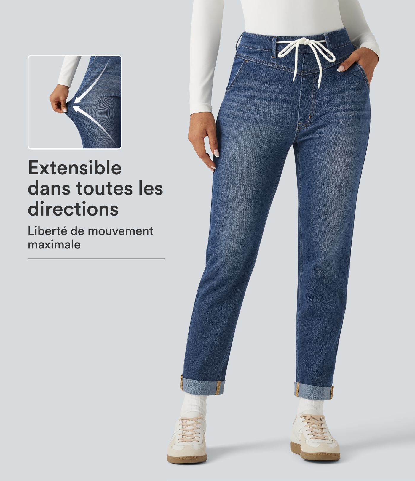 Jean Halara Flex™ taille haute à cordon de serrage avec poches