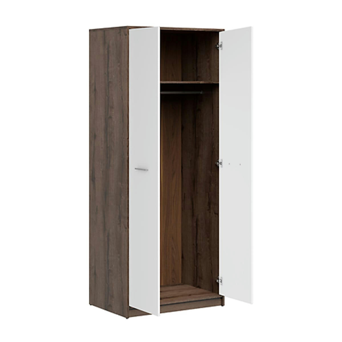 - Armoire 2 portes stratifiés naturel foncé et blanc