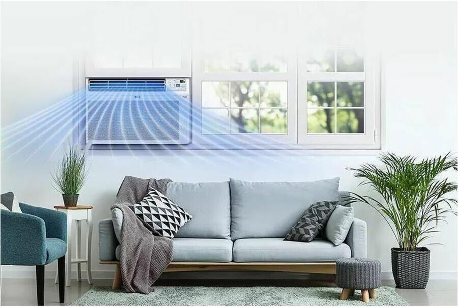 LG 8000 BTU Window Air Conditioners 2023 New Remote Control WiFi Enabled App Ultra-Quiet Washable Filter Cools 340 Sq. Ft for Small & Medium Room AC Unit air conditioner Easy Install White LW8017ERSM1