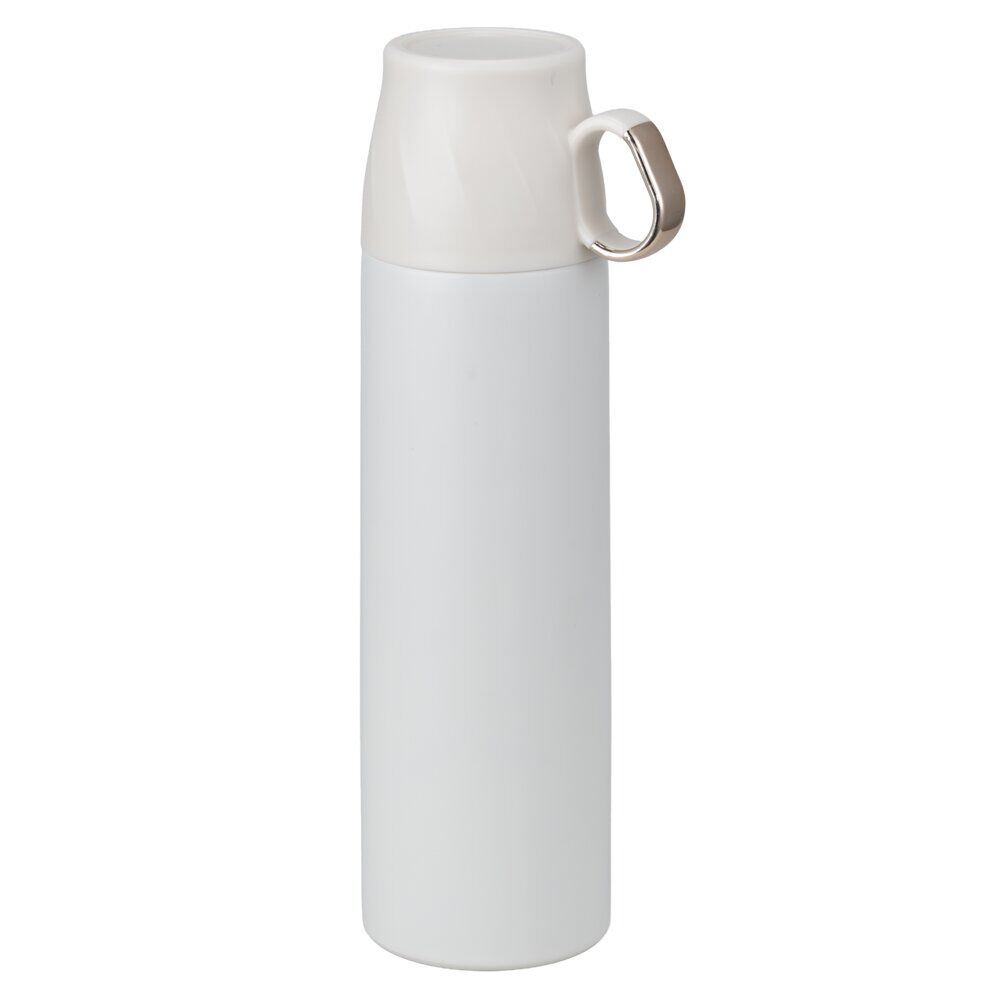 Bouteille isotherme inox 500ml avec tasse plastique Ø7xH22,5cm (2 modèles)