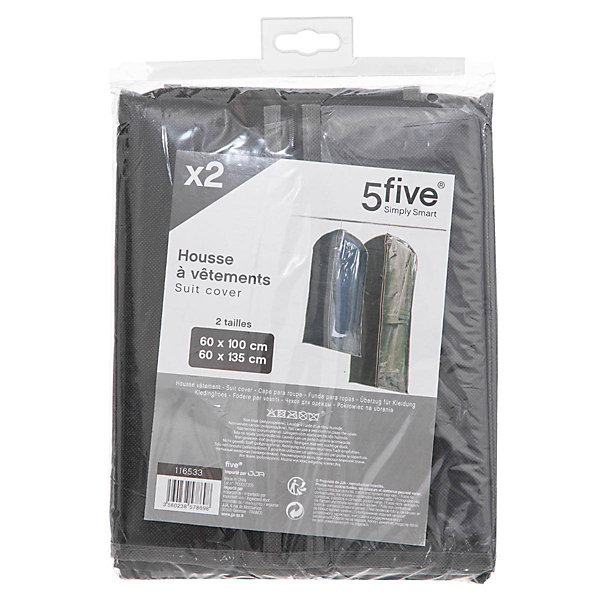 Lot de 2 housses vêtements grand modèle Noir - 5Five
