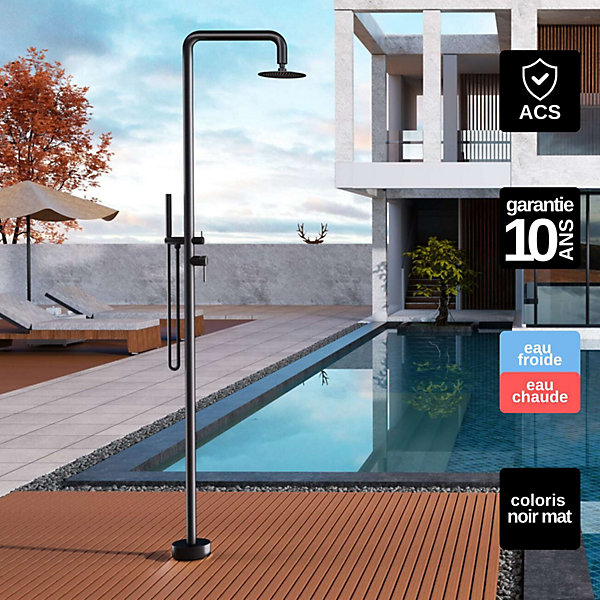 Douche de piscine Niagara en Acier Inox 316 - Tête 60x45mm - Corps 60x45mm- H. 2,18m - Garantie 10 ans - POOLIMEX