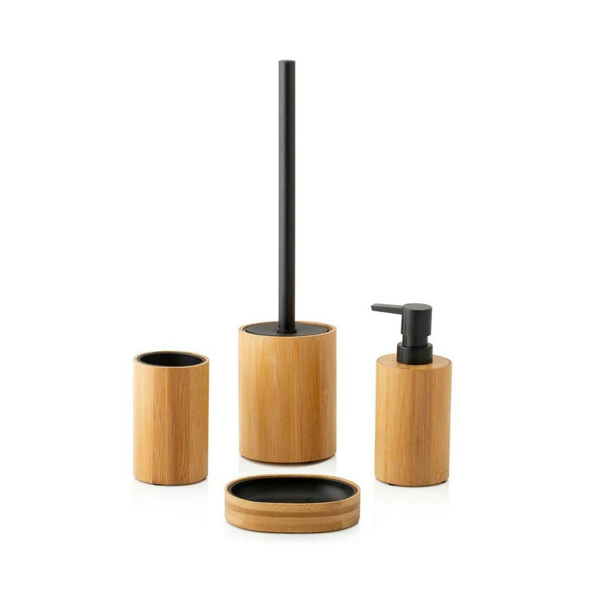 BAMBOU - Porte brosse à dents en bambou et polyrésine noire