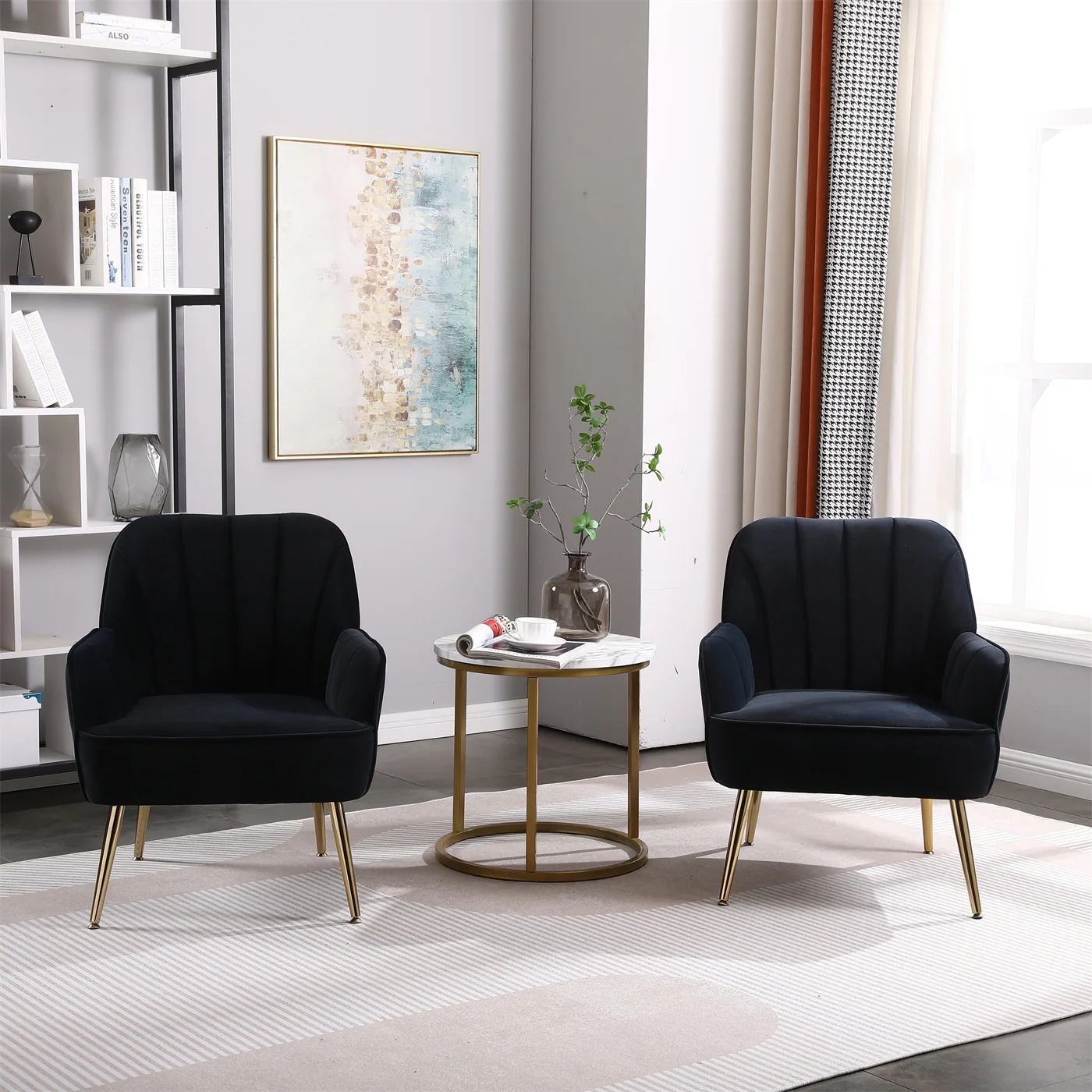 Modern Mid Century Chair Velvet Sherpa Armchair