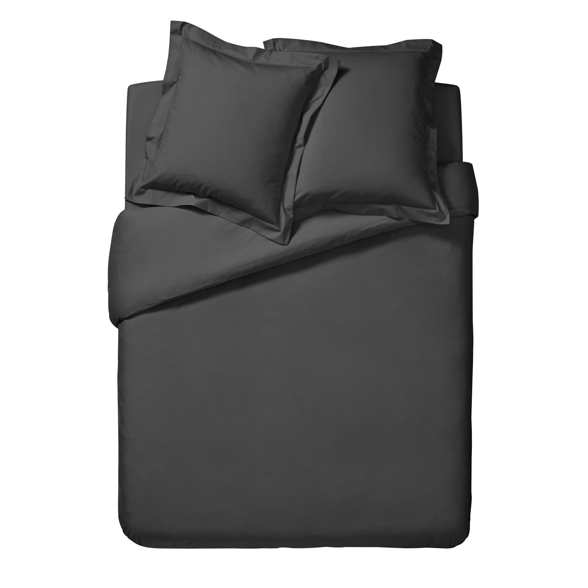 PREMIÈRE - Housse de couette unie en percale de coton gris 140x200