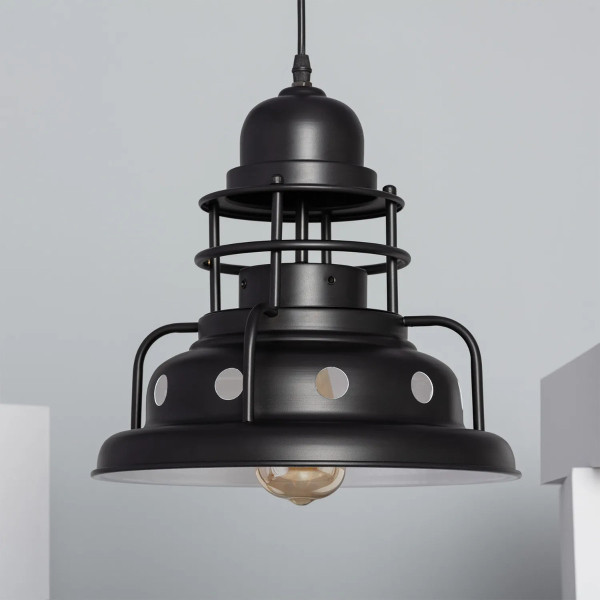 Lampa wisząca czarno-biała Retro 1xE27x12W wym: 200x30x30 cm Abruzzo