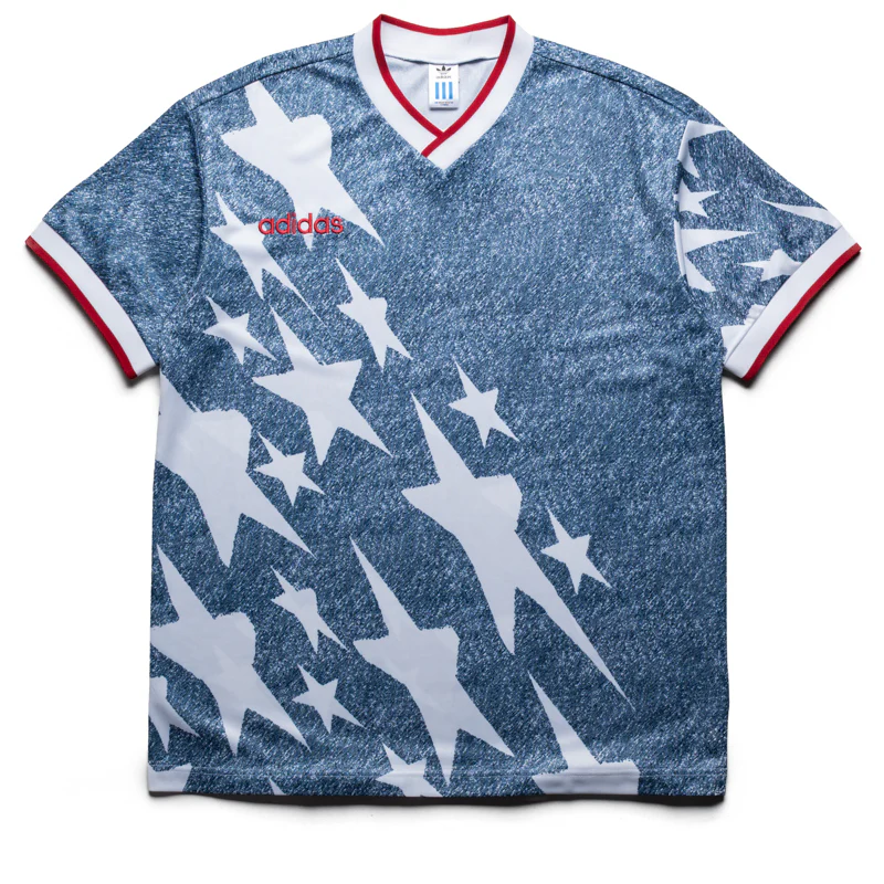 Adidas Denim Graphic Jersey - White/Dark Blue