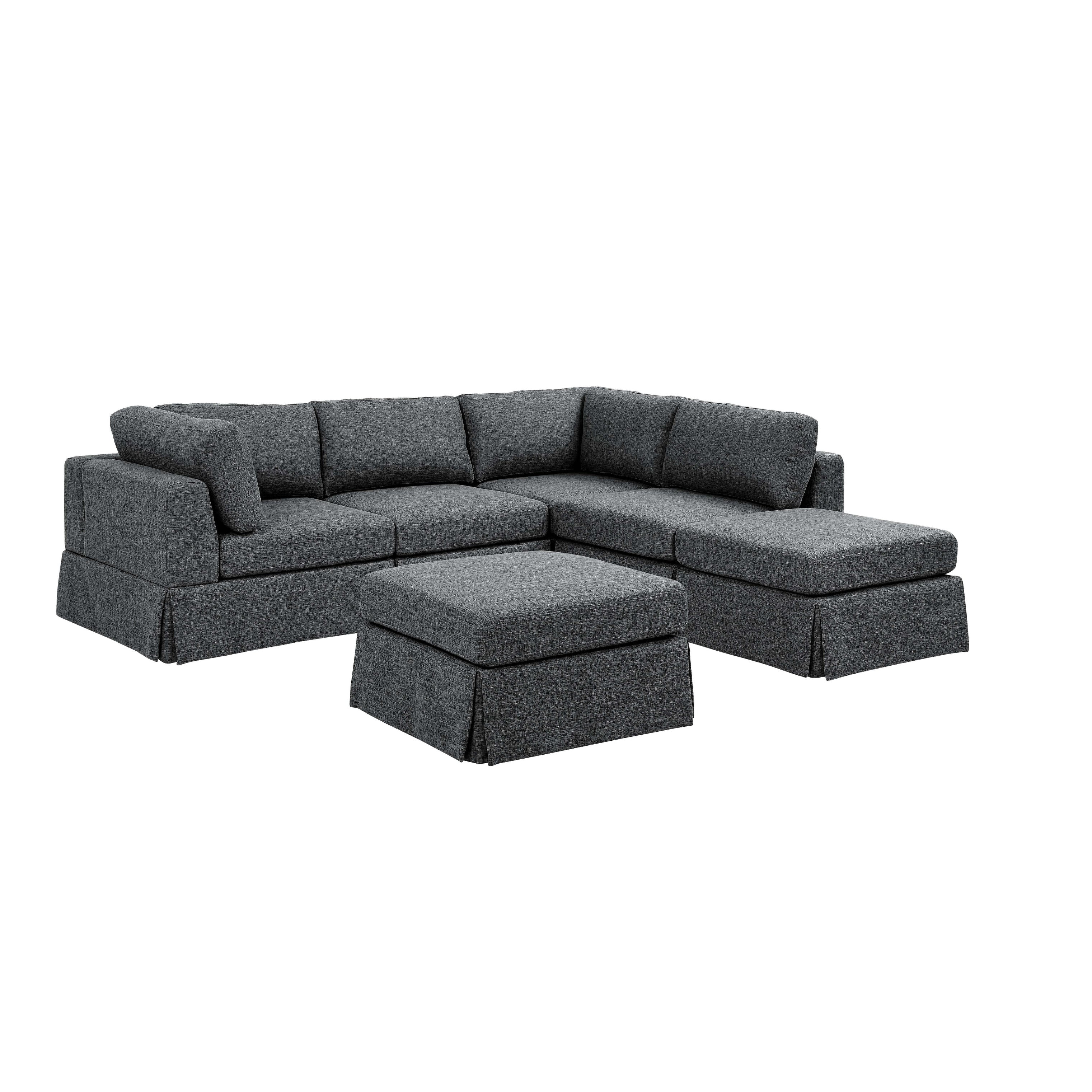 6 Seat Modular Sectional Sofa with Removable Polyester Slipcovers and Reversible Design