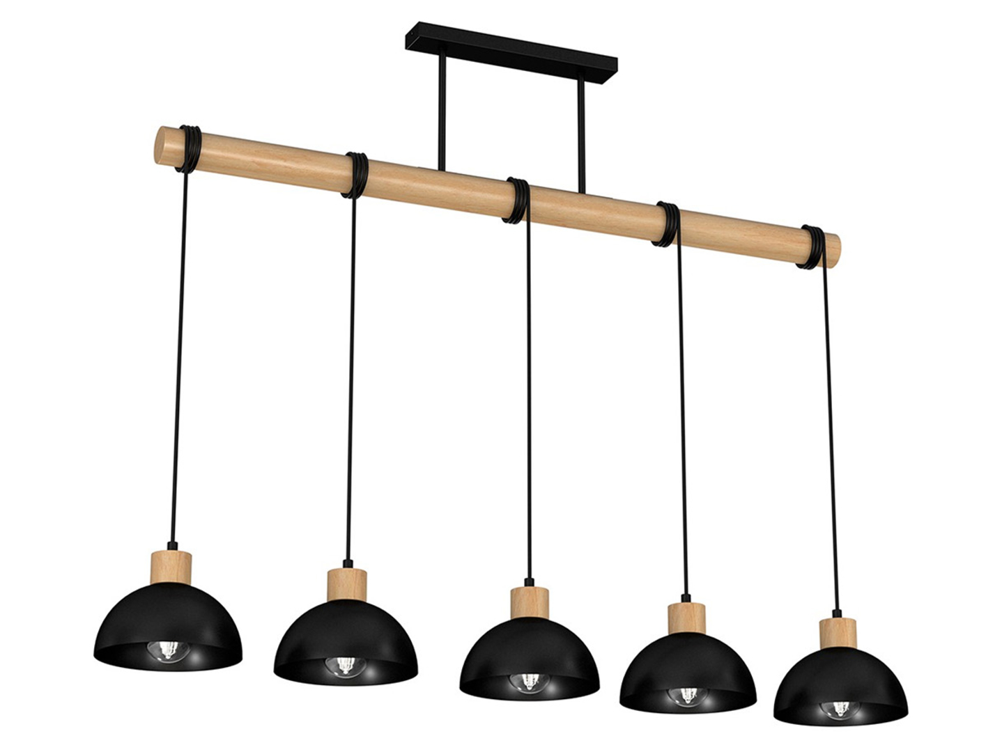 Lampa wisząca Erik 5-punktowa drewniana brązowo-czarna