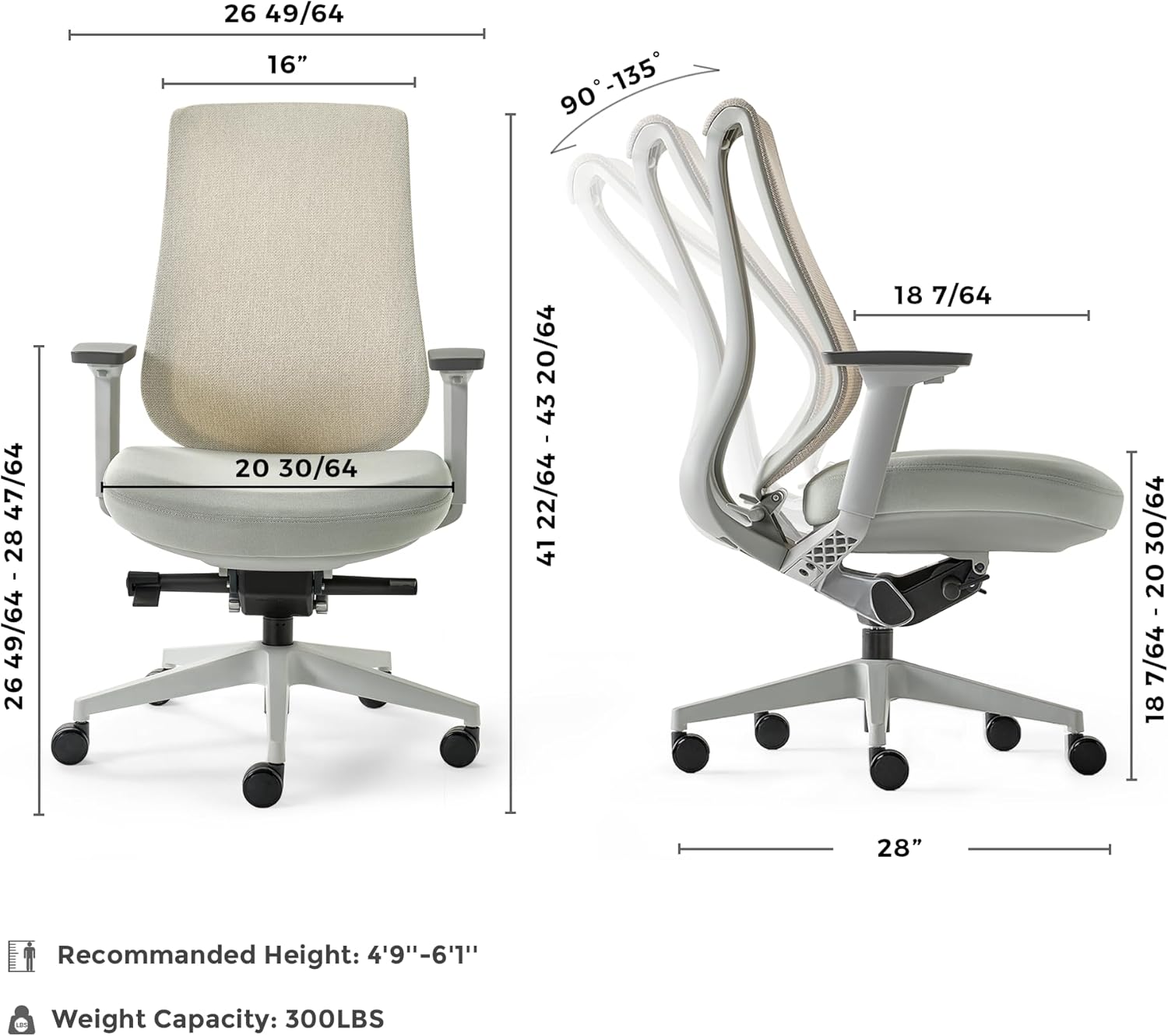 EUREKA ERGONOMIC Lira Office Chair, Ergonomic Desk Chair with 3D Armrests, Adjustable Seat Depth, Breathable Mesh Computer Chair with Lumbar Support for Home Office(Grey)