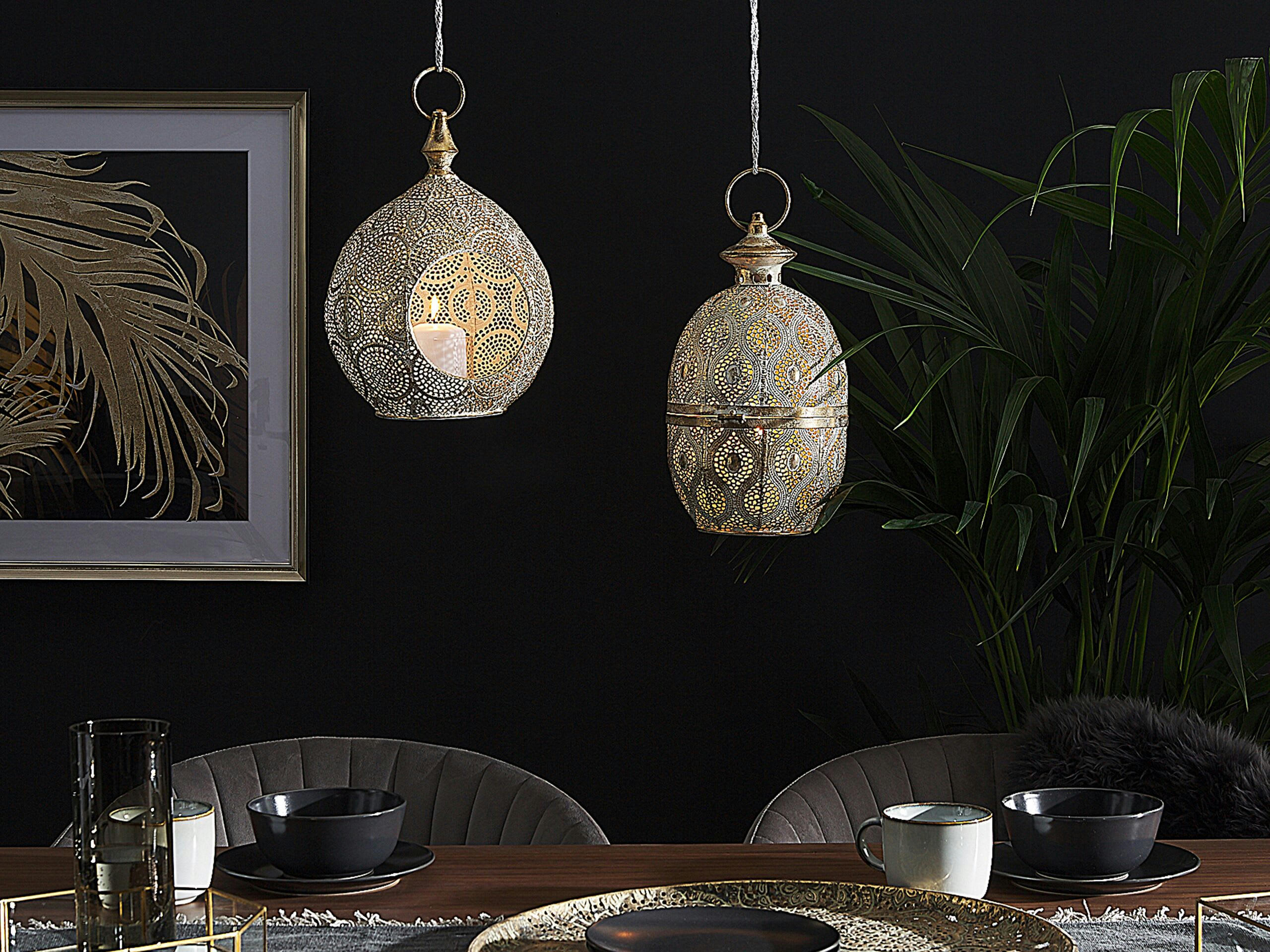 AMORGOS - Lanterne en métal doré 34 cm