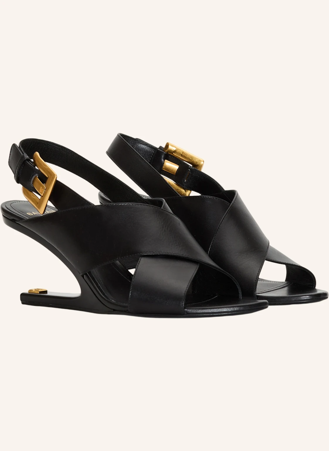 BALMAIN Anthem No Wedge Sandalen aus Glattleder