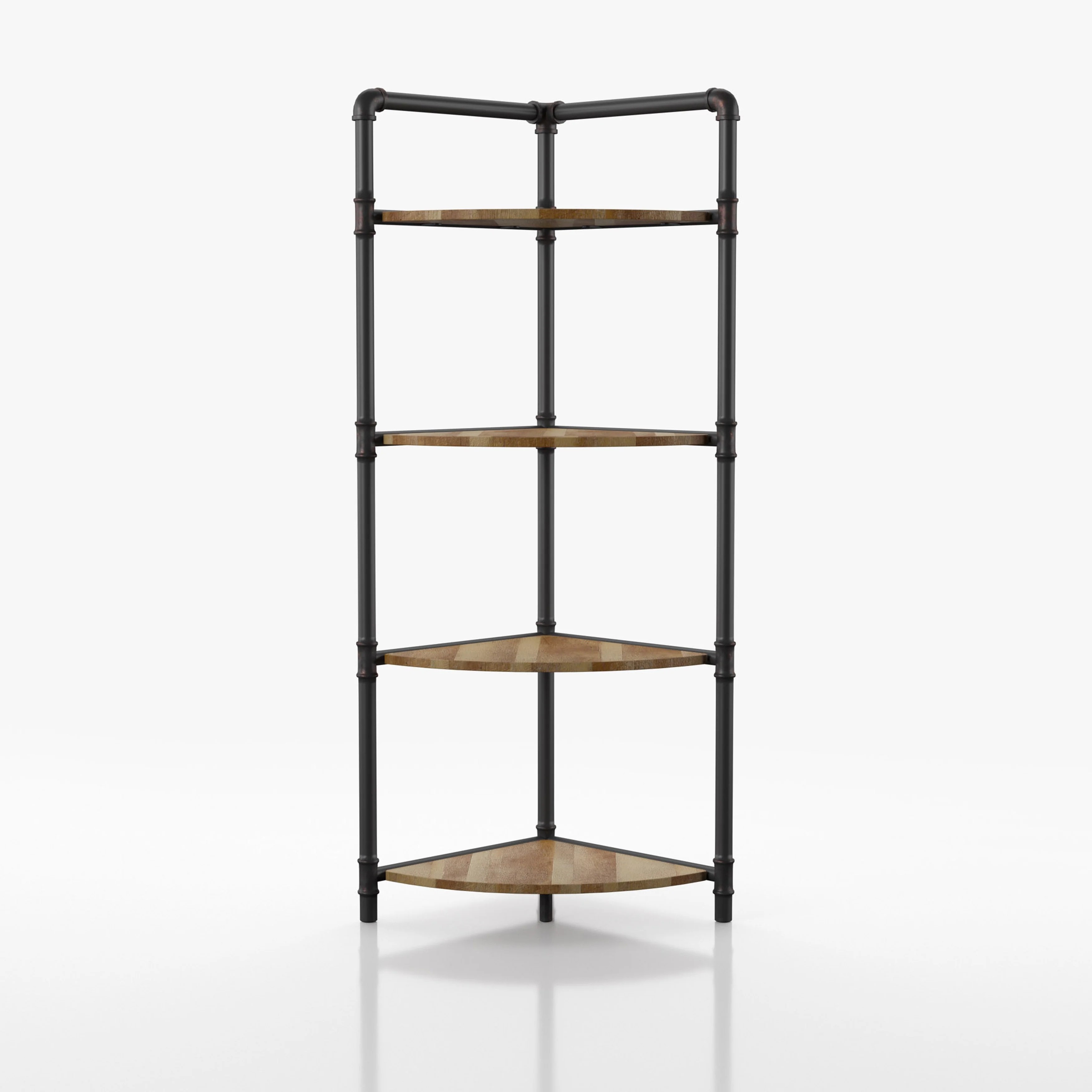 Nixie Rustic Sand Black Open Back Corner Bookcase by Furniture of America