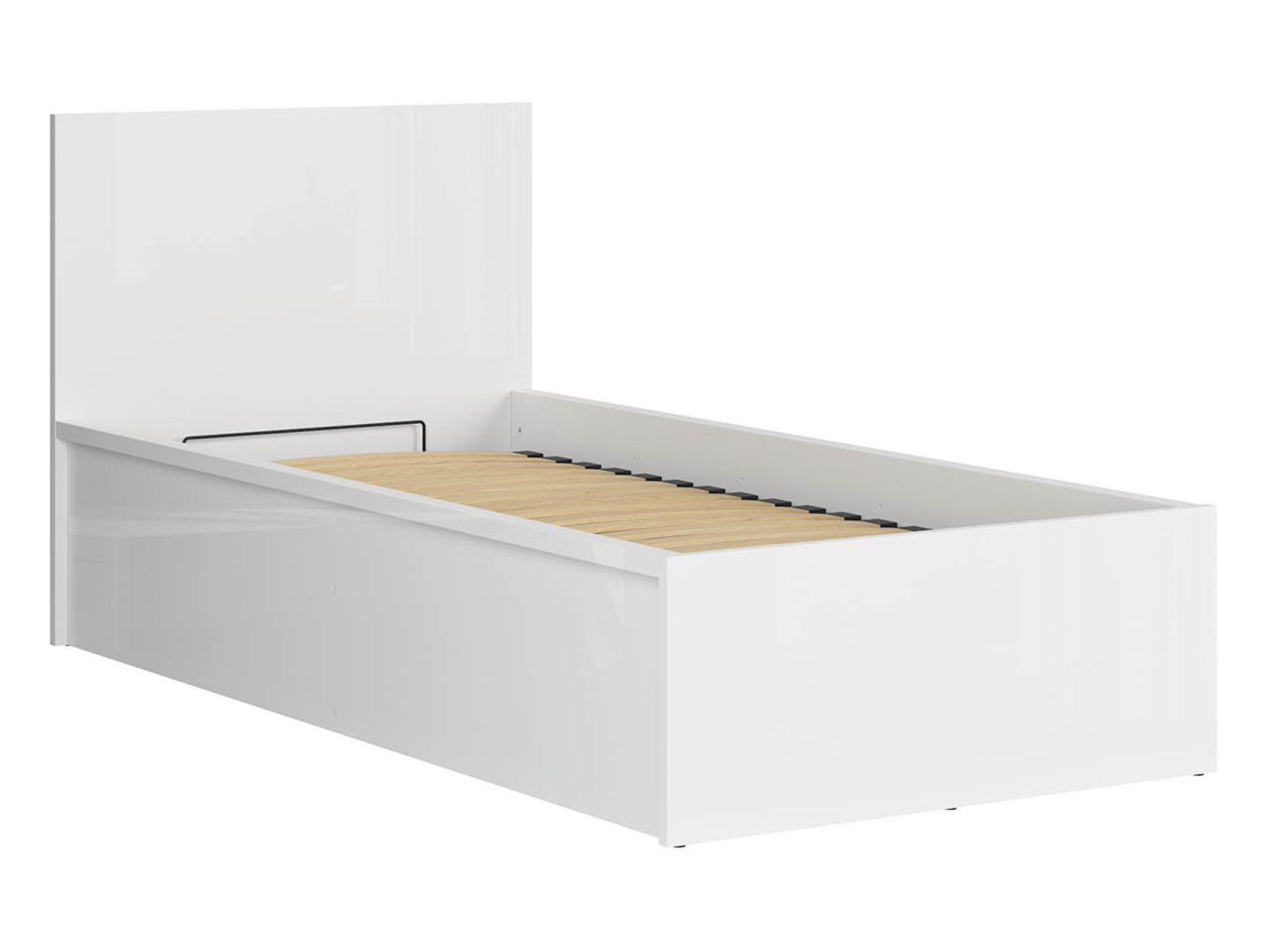 Łóżko Tetrix 90x200 ze stelażem i pojemnikiem biały połysk