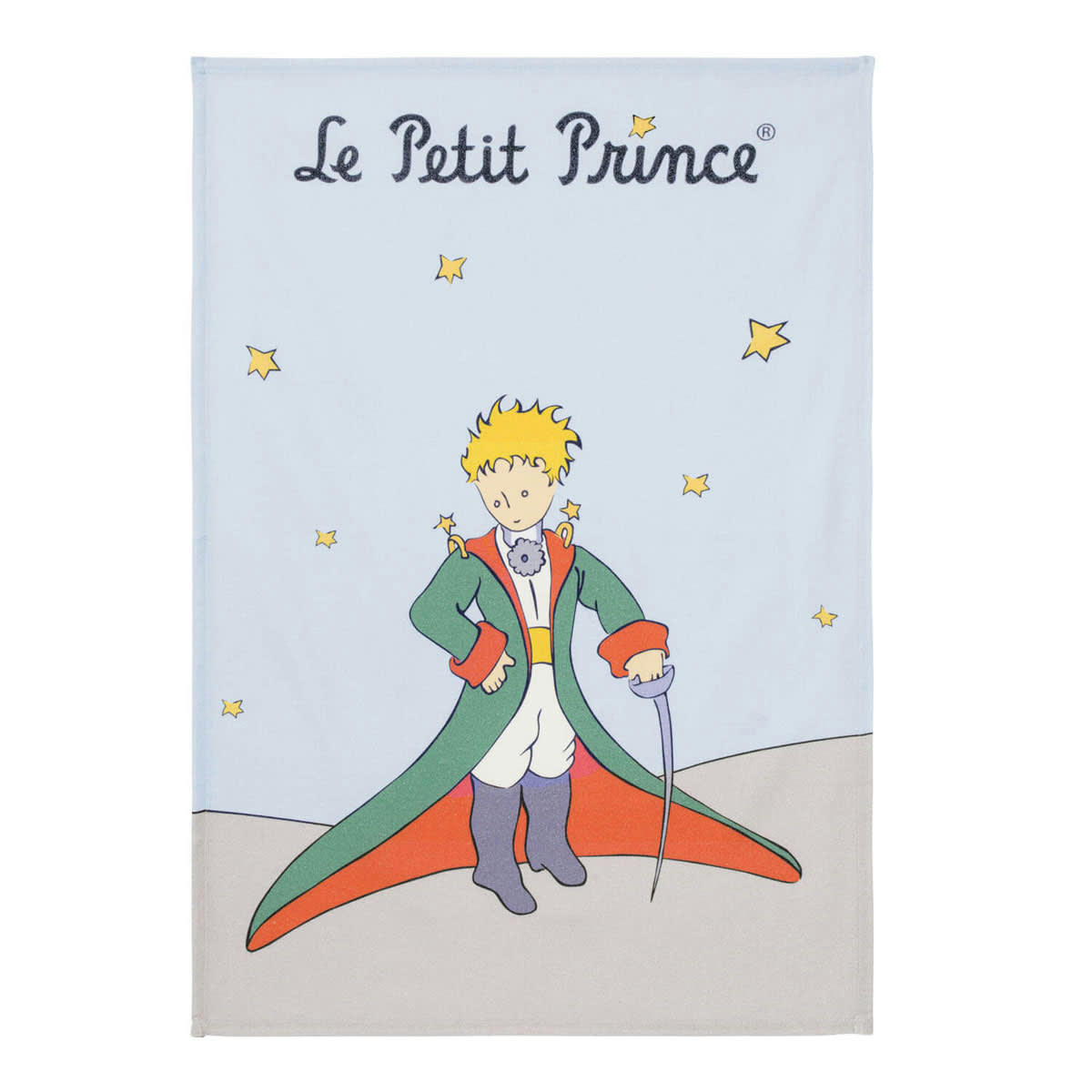 LE PETIT PRINCE - Torchon imprimé en coton Bleu 50x50