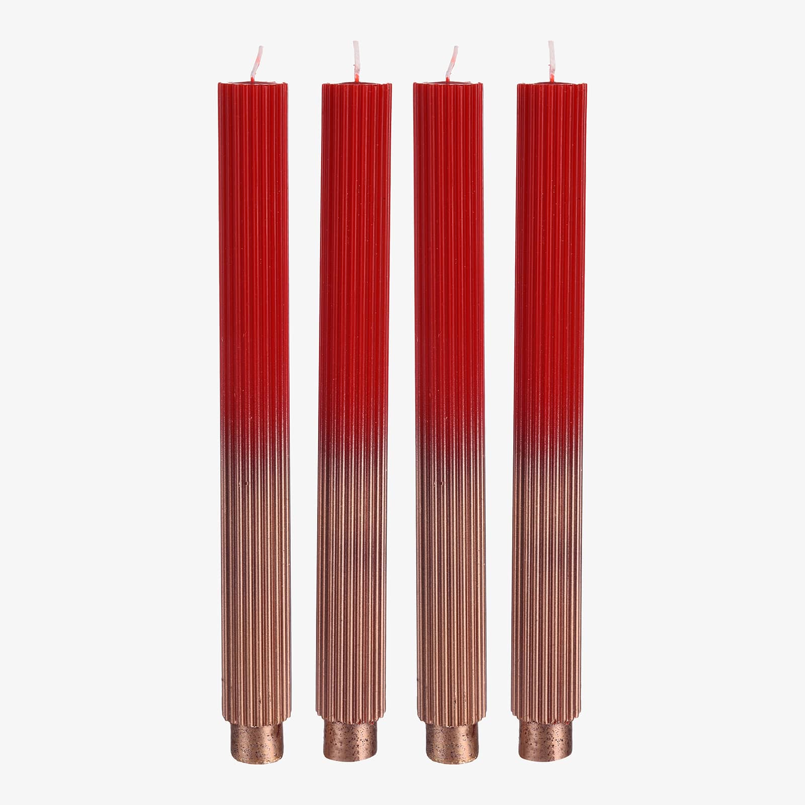 Stabkerzen Rille Rot, ⌀ 2.8 cm, H 265 mm, 4 Stück