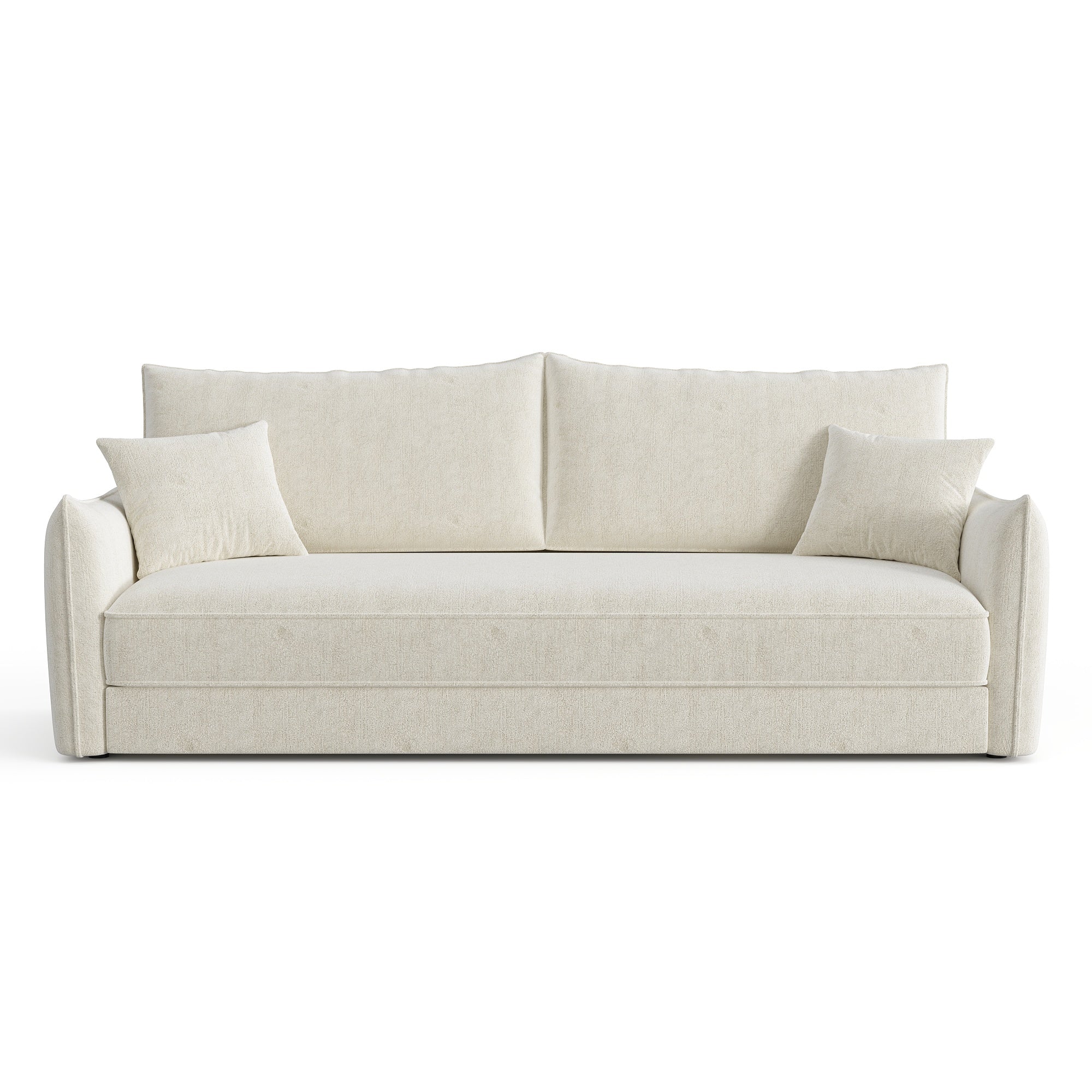 Rechte bank PLUME 3 personen Fluweel met structuur Crème