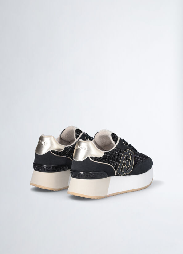 Sneakers platform in tweed