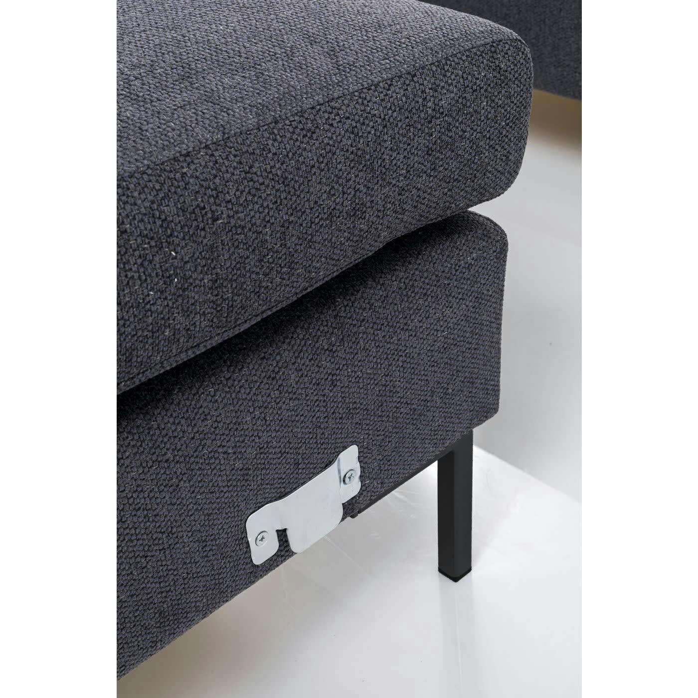 GIANNA - Canapé d'angle gauche 4 places en tissu gris foncé
