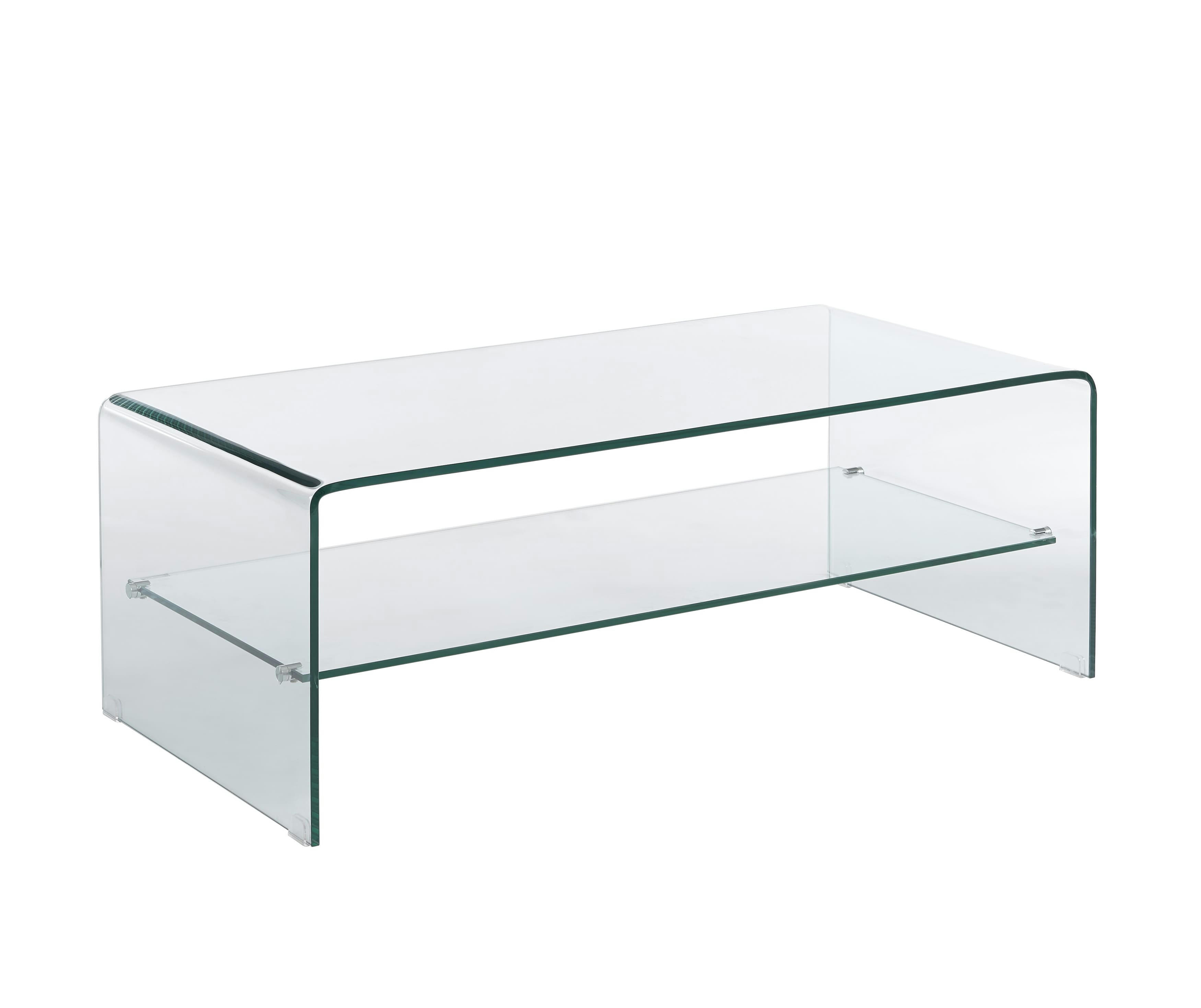 GINZA - Table basse  verre trempé transparent 120cm