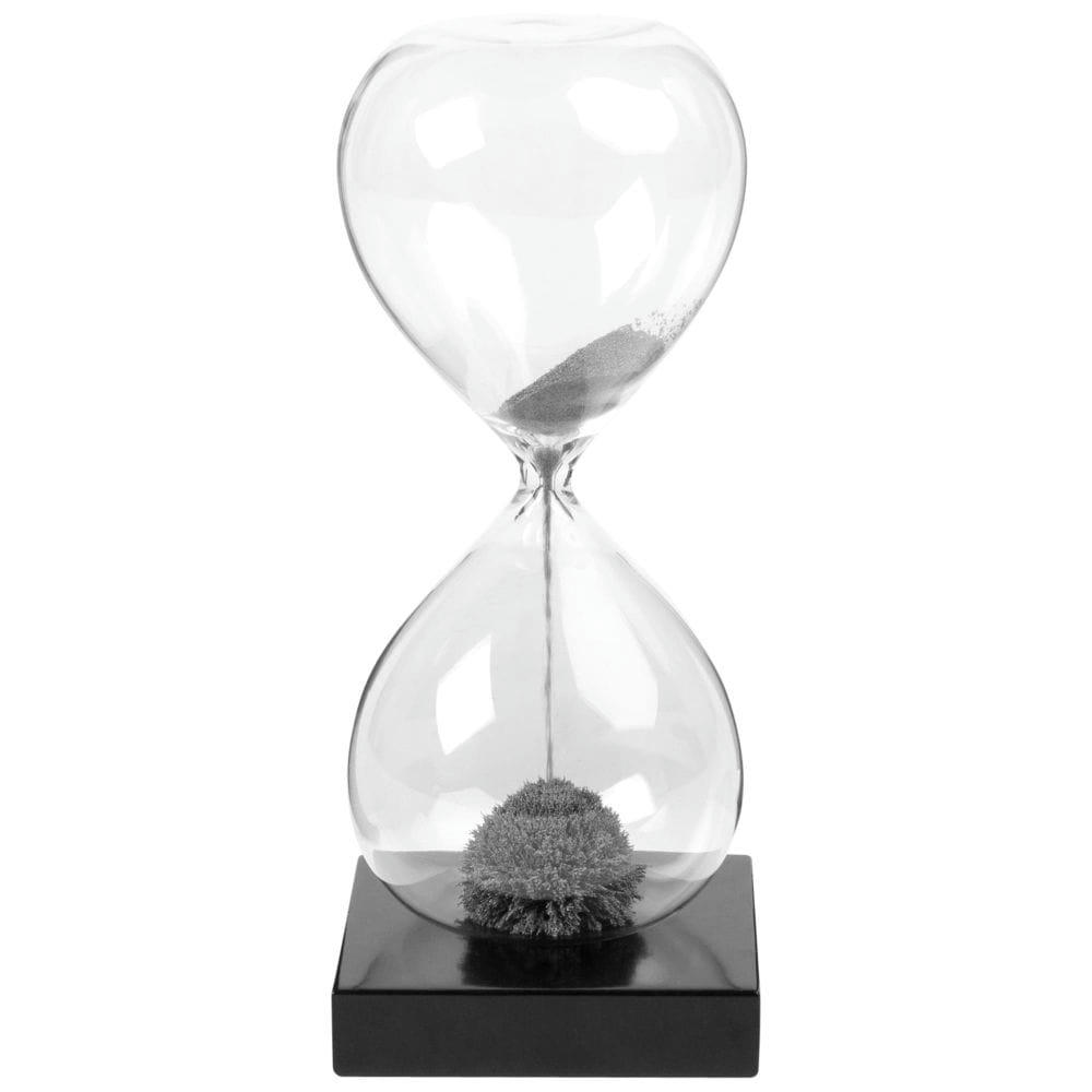 - Sablier aimanté en verre sur base noire