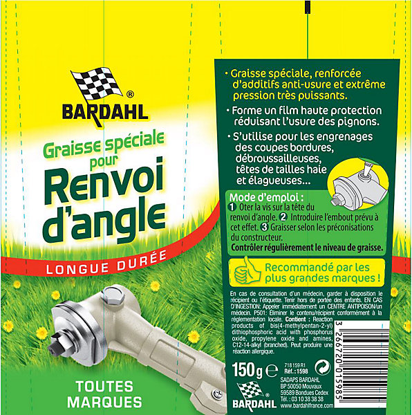 Graisse spéciale pour renvoi d'angle Bardahl